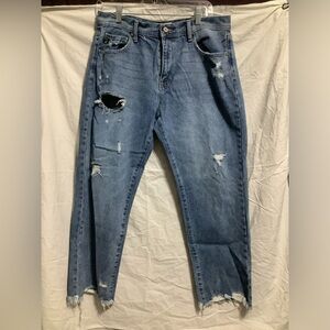 KanCan Women's Distressed Blue Straight Leg Jeans 11/29